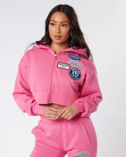 Womens Strawberry Moon OG Badge Cropped Zip Up
