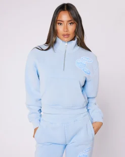 Womens Washed Blue OG Quarter Zip