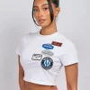 Womens White OG Badge Cropped Baby Tshirt