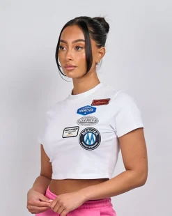 Womens White OG Badge Cropped Baby Tshirt
