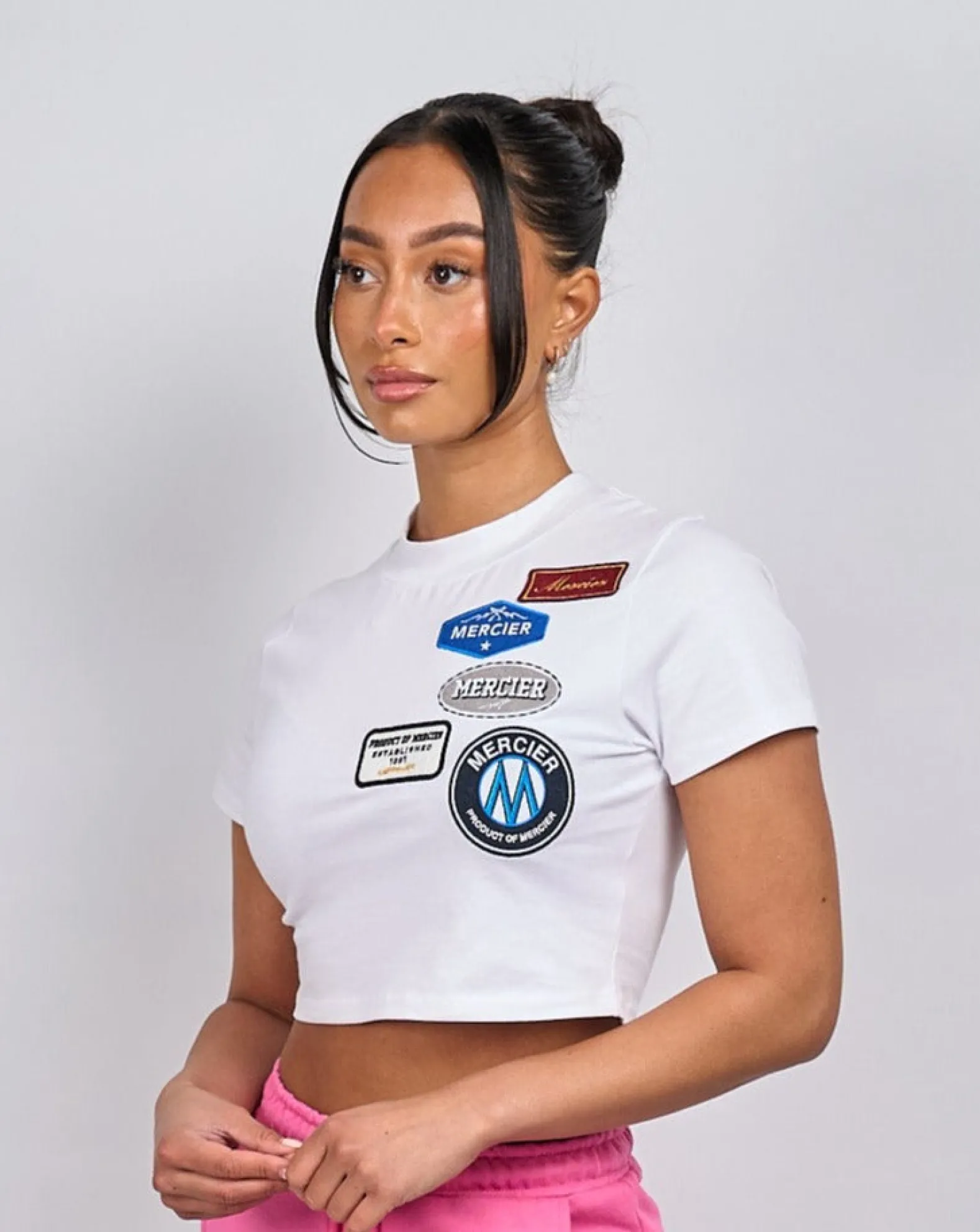 Womens White OG Badge Cropped Baby Tshirt