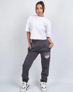 Womens White Pink Multi Tour Cropped Tshirt